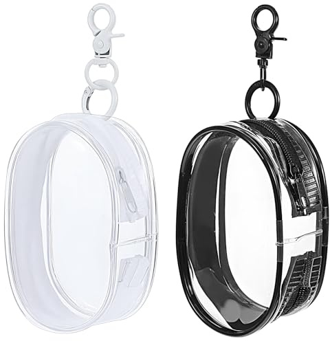 Lot de 2 pochettes étanches porte-clés - Mini trousse maquillage portable femme - Rouge à lèvres - Câble carte (noir, blanc), transparent