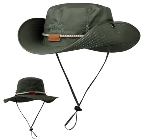 KASESSS Chapeau Soleil Homme, Chapeau Randonnée Homme, Chapeau de Brousse Protection Solaire, Bobs Hommes pour Pêche Chasse Camping, Randonnée Voyage, Vert