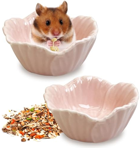 kathson 2 cuencos de comida para hámster, cuenco de cerámica para hámster, comedero para enanos, conejillos de indias, cuenco de agua para ratas, plato pequeño para osos dorados, erizos, cerdos
