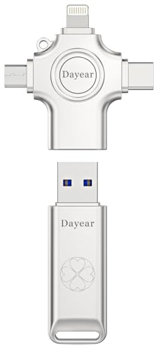 Dayear 64 GB blixt USB C-minne för fotopinne, 4 i-1 USB-minnessticka flashenheter för foton/videosäkerhet, extern USB C-lagring för i-Phone/iPad/Android/PC/MAC