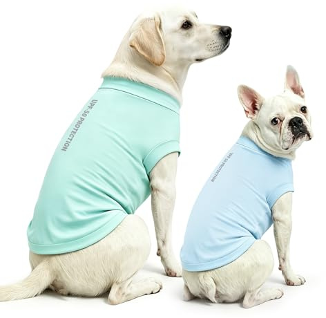 Dolahovy Camisa Perro protección UV 2Pack, Camiseta Ligera Perro Chaleco enfriamiento Secado rápido Ropa Verano Mascotas Confort Perros Camisas Sol para Perros pequeños y medianos Gatos Grandes