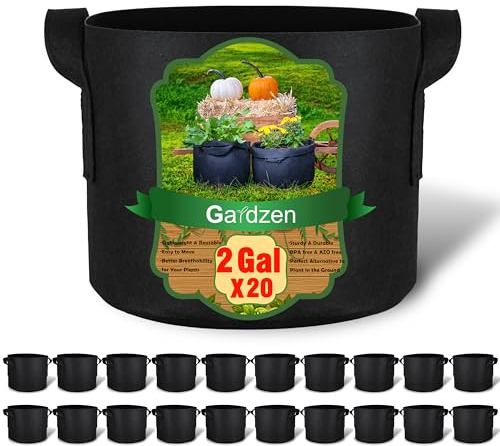 gardzen Paquete de 20 Bolsas de Cultivo de 2 galones, macetas de Tela de aireación con Asas, Maceta para Plantas