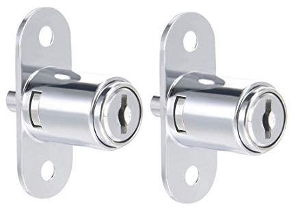 sourcing map 2Pcs Push Plunger Lock Drawer Lock 19 x 23mm for Sliding Door, Desk Wardrobe Furniture Cabinet Locker Showcase with Keys (without Screws) Key