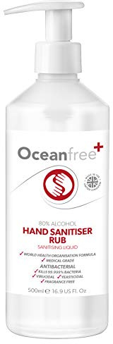 80% Alcohol Hand Sanitiser Liquid Rub - 500ml - Kills 99% Bacteria, Germs - Sanitizer