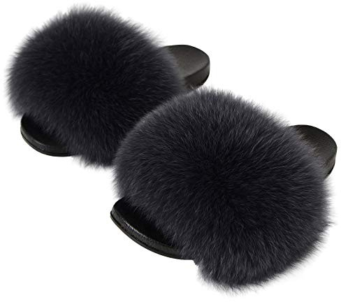 FOLOBE Pelliccia Sintetica da Donna Pantofole Sintetica Peluche Antiscivolo Piatte Ciabatte da Casa Morbido Peluche Slides