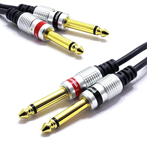 VITALCO 2 Cavi Jack 6,3mm Stereo a 2x Jack 6,3mm Mono - Doppio Jack TS Maschio Audio - Cavi per Strumenti Musicali, Mixer e Amplificatori
