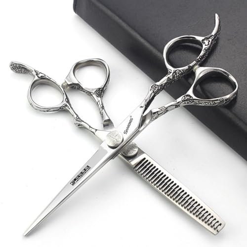 7-Zoll-Profi-Friseurschere Haarschnitt Rosenmuster Friseurschere Styling-Werkzeuge Japanisches Edelstahl-Scheren-Set (Scherensatz)