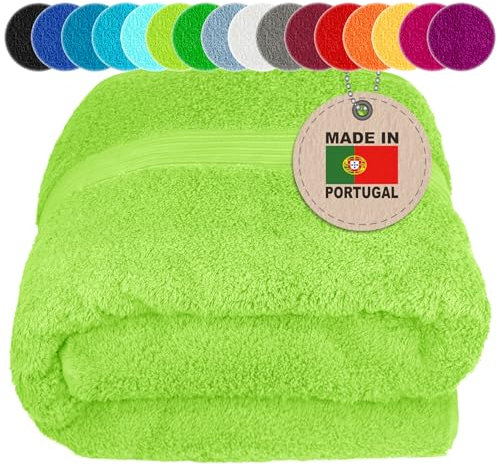 Lashuma Saunatuch 85x220 cm Apfelgrün, Linz Frottee Badehandtuch groß, XXL Saunahandtuch lang für Gartenliege und Sauna