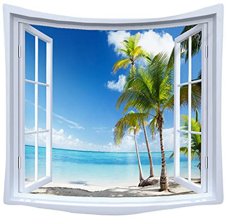 WANLIAN Arazzo da parete con paesaggio, arazzo con foresta naturale, arazzo con montagna, per casa, ufficio, dormitorio, decorazione per interni ed esterni, di grandi dimensioni, 150 x 140 cm