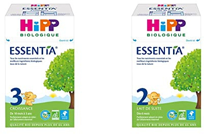 HiPP Biologique Lait 3 Croissance Essentia Boîte 600g & Lait 2 de suite Essentia Boîte 600g