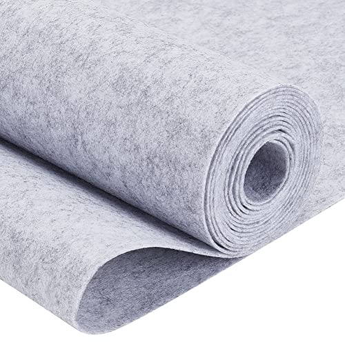 BENECREAT 40cmx3m Tissu Feutre Gris Clair, 1mm Épaisseur Rouleau de Feutre Doublure de Boîte à Bijoux pour Halloween Décorations de Vacances Cadres Photo et Boîtes à Bijoux DIY Bâtons en Tissu