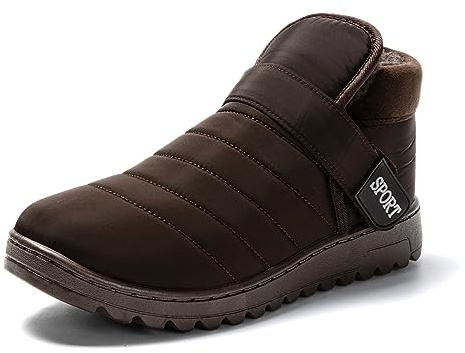 JOMIX Bottes de Neige Homme Chaussons Bottines Hiver Chaussures Fourrées Chaudes Boots pour Intérieur et Extérieur (Marron, 43)
