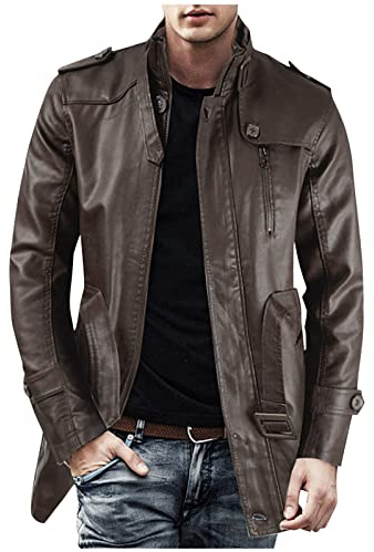Giacca Pelle Uomo Aviatore Motociclista 4 Stagioni Giacca Pelle Giubbino Biker Leggera Elegante Giacca Invernale Bomber Regular Fit Giacca Moto Vintage Marrone Giubbotto Invernale Giubbotto Moto