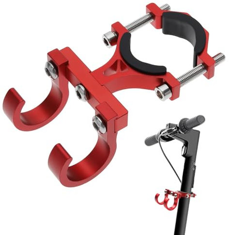 Wekuw Gancio Anteriore per Scooter,Gancio per Scooter in Lega di Alluminio,Gancio per monopattino elettrico, Supporto Gancio di Trasporto per Monopattino Elettrico Accessori (rosso)
