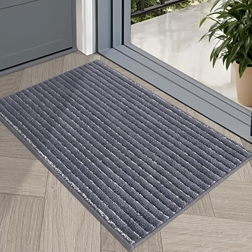 COSY HOMEER Fußmatte Innen, rutschfest Schmutzfangmatte Innen, Maschinenwaschbarer, Waschbar Fussmatte Innen, Absorbierend Fussmatte Für Hintertür, Eingang, Flur, Küche(50 x 80cm,Dunkelgrau)