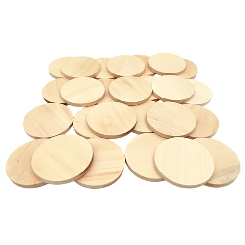 100 Dischi Naturali Rotondi Non Finiti, Cerchi Vuoti in Legno, Ornamenti per Fai Da Te (5 cm)