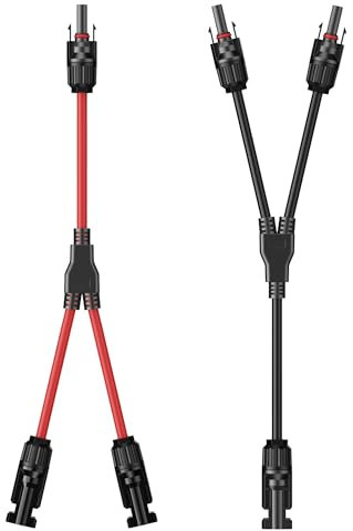 Owinus Y KabelSolar Y Stecker Solar 6mm2 Y Kabel,10AWG Solar YKabel 1 Paar 1Y2 SolarY Kabel 6mm2 MMF und FFM für PV Module.(Rot + Schwarz)