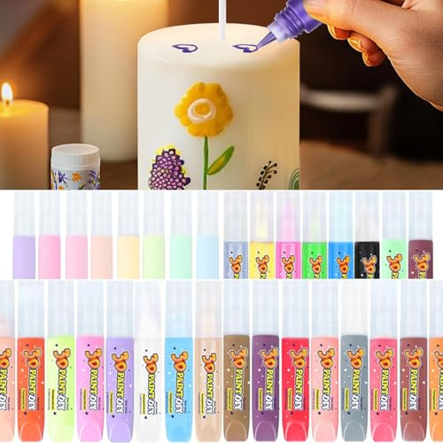 Lot de 32 stylos à bougie, couleurs brillantes, bâtons de cire, créez votre propre kit de peinture et de décoration, 32 x 10 ml