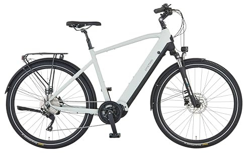 Prophete ENTDECKER 5.0 Herren Trekking E-Bike 28 – AEG 250W Mittelmotor, 220 km Reichweite,Deore 10-Gang, Hydraulische Scheibenbremsen, Integrierter Li-Ion Akku, Grau/Schwarz