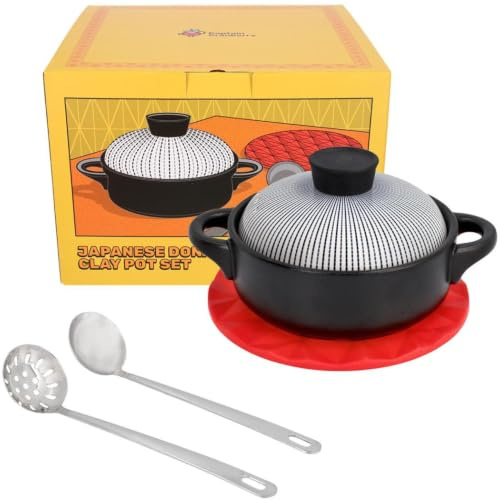 Captain Cranberry Small Donabe Japanese Clay Pot Set, 50.7oz for 1-2