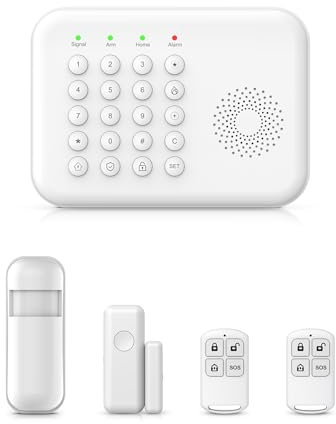 Sistema de Seguridad inalámbrico para el hogar, Sistema de Alarma 4G/WiFi con Teclado, Ampliable (hazlo tú Mismo) con sensores de Puerta y Movimiento, alertas de la App Tuya, sin Contrato (5 PCS)