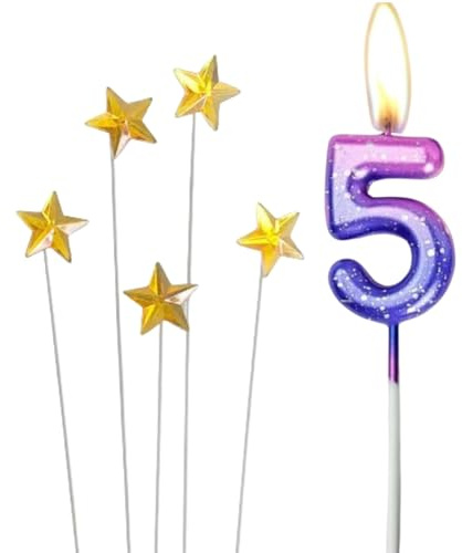 Velas de cumpleaños,velas coloridas del número 5,con 5 piezas de adornos para tartas velas de pastel número,Para Decoración Tartas Cumpleaños,Aniversario,Graduación,Festival