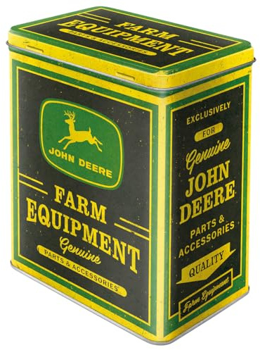 Nostalgic-Art Caja de almacenamiento retro L, 3 l, John Deere – Farm Equipment – Idea de regalo para amantes de los tractores, Official License Product (OLP), lata grande de café, diseño vintage