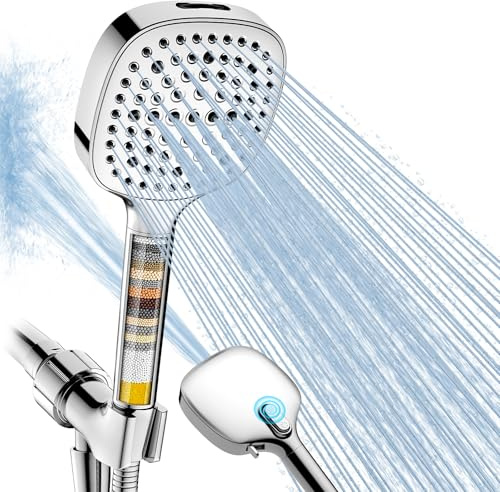 Fitespot Filtered Shower Head with Handheld, High Pressure 7 Spray Showerhead with Filters, Detachable Shower Heads, Water Softener Filters for Hard Water - Remove Chlorine