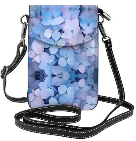 QAZWZML Hydrangea - Cartera pequeña cruzada para teléfono con tapa abatible, perfecta para compras, viajes y uso diario.