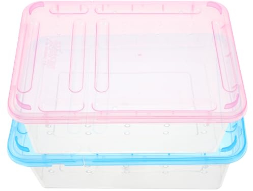 SHINEOFI Caja de Tortuga Portátil para Reptiles 2piezas de Plástico Ligero Ventilación Adecuado para Exterior y Cuidador de Alimentación para Geckos y Tortugas