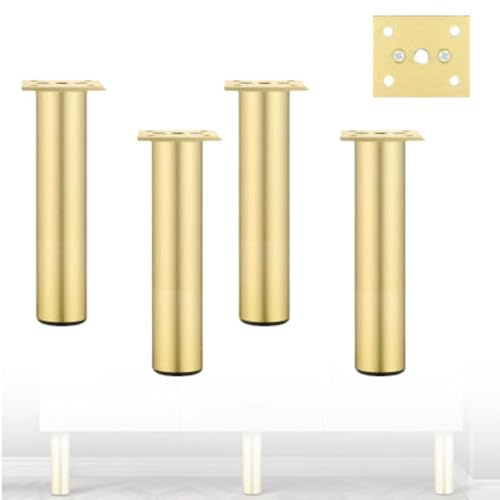 Bordben 4 St Möbelfötter Med Justerbara Skyddsfötter, Ben I Aluminiumlegering För Arbetsbänk, Inklusive Skruvar För Hem Och Kontorsbord Gold 200mm