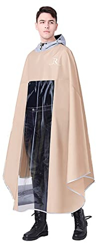 Poncho de capa de lluvia for bicicleta eléctrica, Scooter, impermeable, resistente al viento, Unisex, Poncho con capucha individual(Khaki)