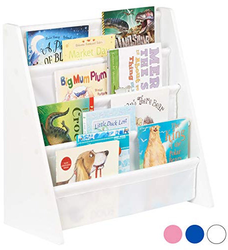 Hartleys Childrens Fun White Wooden Bookshelf - Choice of Fabric Colour