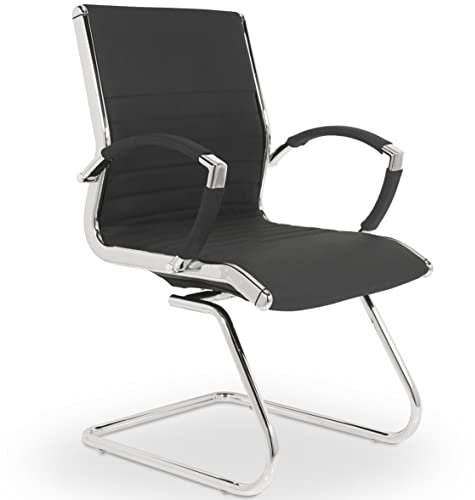 VERSEE Premium Besucherstuhl Montreal aus Stoff in Anthrazit mit Armlehne - Freischwinger mit Chrom für Büro und Konferenzräume - Belastbar bis 150kg