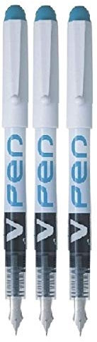 2X Peacock Green/Turquoise V Pen Fountain Pen Disposable Medium Line Liquid Ink (Pack of 3)