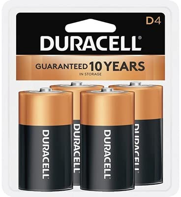Duracell - Pilas alcalinas CopperTop D con Paquete resellable, batería D Multiusos de Larga duración para el hogar y el Negocio, 4 Unidades (Paquete de 12)