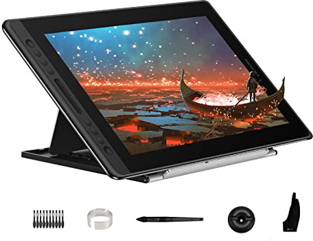 HUION KAMVAS Pro 16 Drawing Tablet with Screen, 15.6 inch Pen Display Anti-Glare Glass 6 Shortcut Keys Adjustable Stand, Graphics Tablet for Drawing, Writing, Design, Work with Windows, Mac and Linux