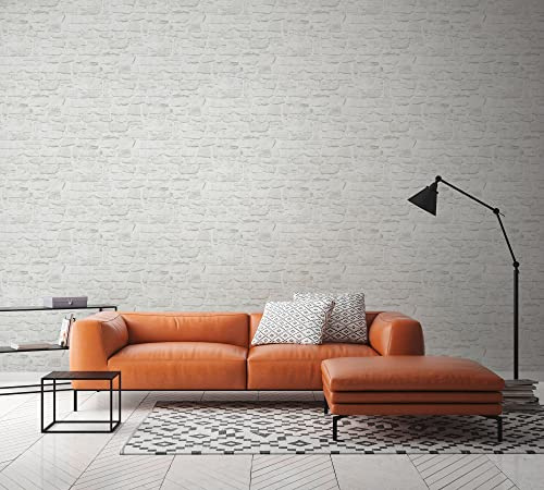 A.S. Création The Wallcover 385901 Decorative Film 3D 8.00 x 0.53 m Made in Germany Stone Look White/Grey