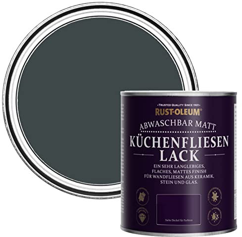 Rust-Oleum Black water resistant Kitchen Tile Paint in Matt Finish - Black Sand 750ml
