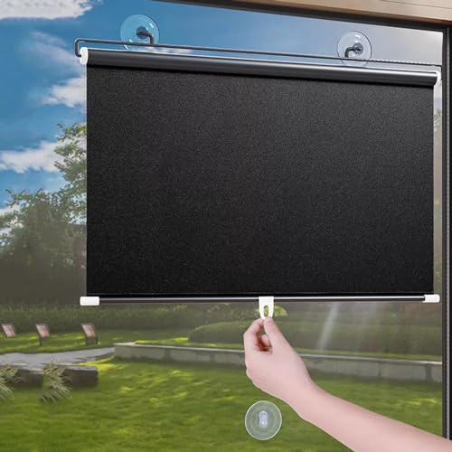 Saugnapf Rollos Für Fenster,Sonnenschutz Verdunkelungsrollos 40cm 45cm 50cm 58cm 68cm 80cm,Temporäre Jalousien Ohne Bohren,Einziehbarer Sichtschutzvorhänge,Thermorollo Schwarz,W×H-40*60cm(16*24in)