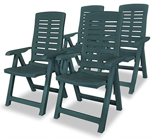 Générique Lot de 6 transats de Jardin, Plastique, Vert, 60 x 61 x 108 cm, pour Jardin, terrasse, Balcon, terrasse