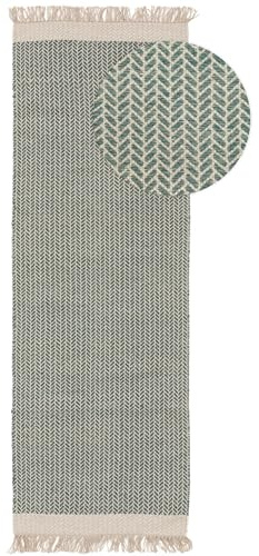 benuta Pure Wollteppich Kim - Mint 80x250 cm - Baumwolle,Wolle - Läufer & im Style: Ikat, Hygge & Cozy, Minimalistisch - Pflegeleicht für Wohnzimmer Schlafzimmer Flur Terrasse Balkon