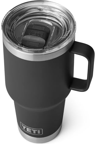 YETI Rambler Travel Mug, Stainless Steel Vacuum Insulated Mug with Stronghold Lid, Black, 30 oz (887 ml)