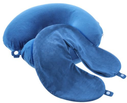 Prasacco 2 Stück U-Form Nackenrollenbezug, 30x30cm Bezug für Nackenrolle Blauer Nackenkissenbezug mit Reißverschluss Waschbarer Weicher Kristallsamt Nackenkissenbezug für Flugzeug, Auto, Mittagspausen