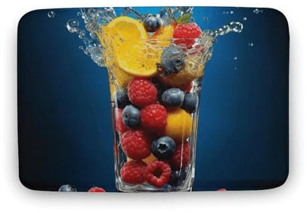 Badematte, Beeren und Getränke, saugfähig, Badezimmerteppich, Korallen-Samtteppich, Duschmatte, schnell trocknend, Badezimmer-Bodenmatte, rutschfeste Fußunterlage für Badewanne, 60 x 40 cm