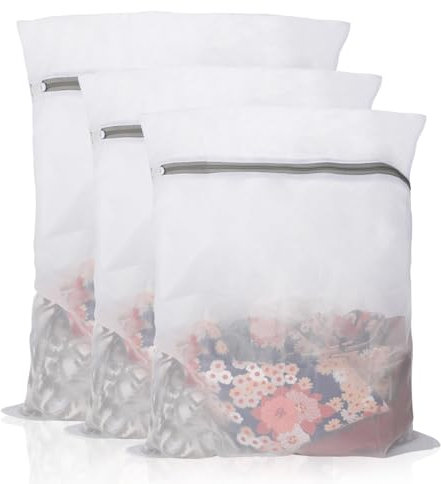 Sacchetti Lavatrice - Retina per lavatrice - Sacchetti per asciugatrice - Set di 3 sacchetti per lavanderia a rete - riutilizzabili - ideali per biancheria intima - reggiseni e calze (grigio)