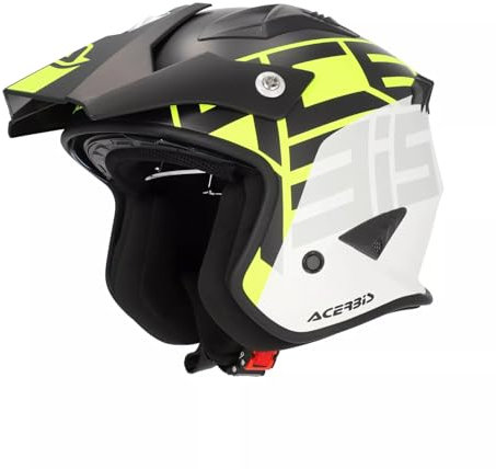 Acerbis Casco Jet Aria Graphic, Negro/Amarillo flúor, Talla L