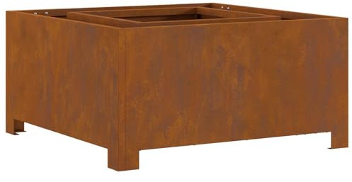 vidaXL Focolare Marrone 60 x 60 x 30 cm, Giardino e terrazza, focolare Industriale, Riscaldamento da Esterno, Portatile e alla Moda, Resistente alla ruggine, Caratteristiche quadrate