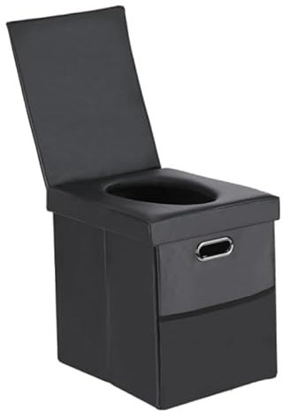 HSYFUNA Campingtoilette, Tragbare Campingtoilette, Mobile Toilette, Tragkraft bis zu 300kg (Schwarz)