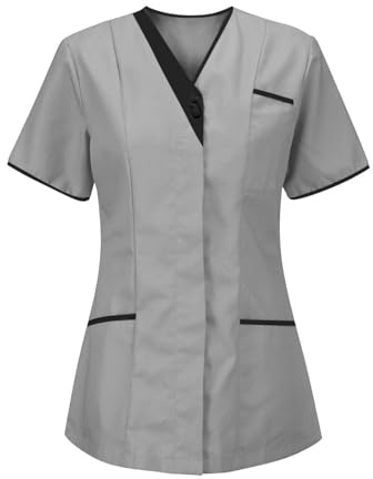 Chemise pour Femmes avec col en V et Poches Multiples pour Uniforme médical Doux et Confortable